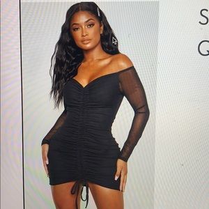 Black mesh sleeve bodycon dress